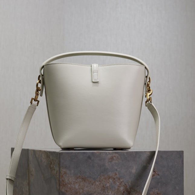 YSL 25S LE 37 BAG 20 IN DUSTY GRAY CALFSKIN GOLD HARDWRE