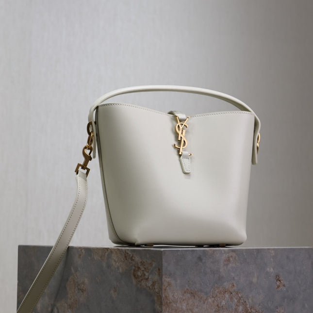 YSL 25S LE 37 BAG 20 IN DUSTY GRAY CALFSKIN GOLD HARDWRE