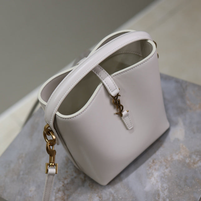 YSL 25S LE 37 MINI 15 IN DUSTY GRAY CALFSKIN GOLD HARDWRE