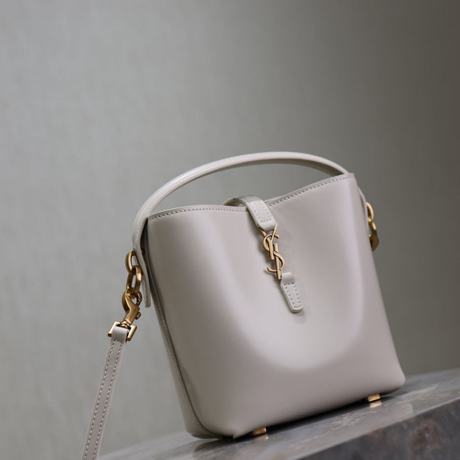 YSL 25S LE 37 MINI 15 IN DUSTY GRAY CALFSKIN GOLD HARDWRE