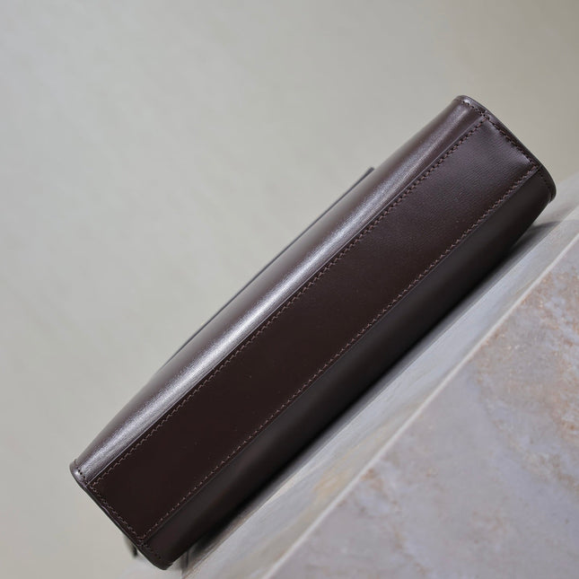 YSL 25S MANHATTAN SMALL 24 IN ROUGE CABERNET CALFSKIN GOLD HARDWRE