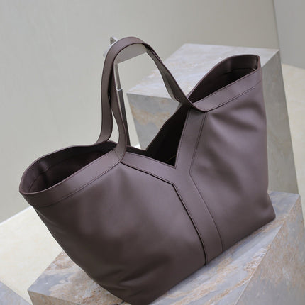 YSL 25S Y TOTE 50 IN PURPLE BROWN CALFSKIN GOLD HARDWRE