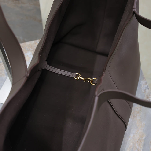 YSL 25S Y TOTE 50 IN PURPLE BROWN CALFSKIN GOLD HARDWRE