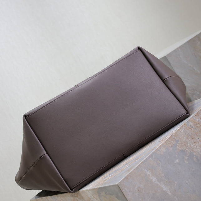 YSL 25S Y TOTE 50 IN PURPLE BROWN CALFSKIN GOLD HARDWRE