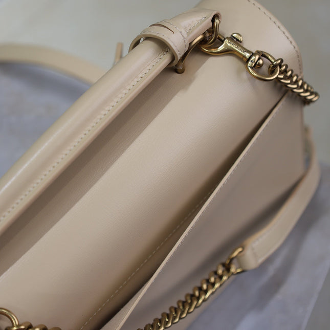 YSL 25S SUNSET MM 25 IN NUDE CALFSKIN GOLD HARDWRE