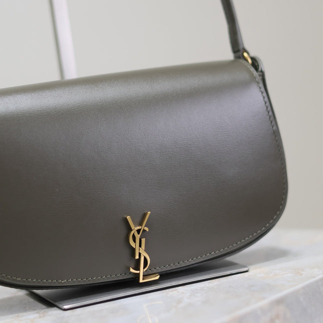 MINI VOLTAIRE IN BOX 17 IN KOMBU GREEN CALFSKIN GOLD LOGO