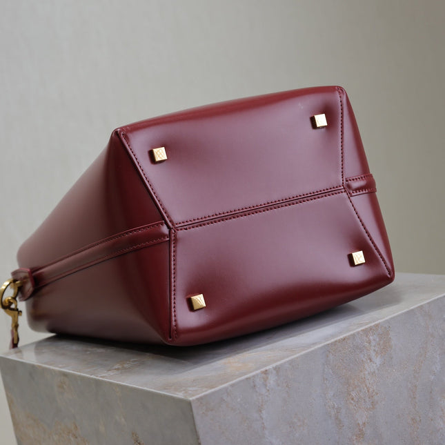 YSL 25S LE 5 À 7 BUCKET 26 IN DARK BURGUNDY CALFSKIN GOLD HARDWRE