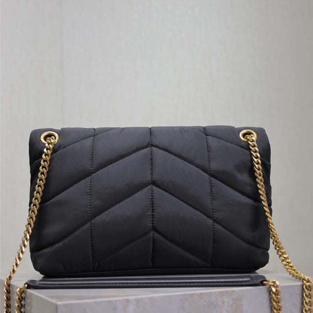 YSL 25S LOULOU PUFFER MEDIUM 29 IN BLACK NYLON