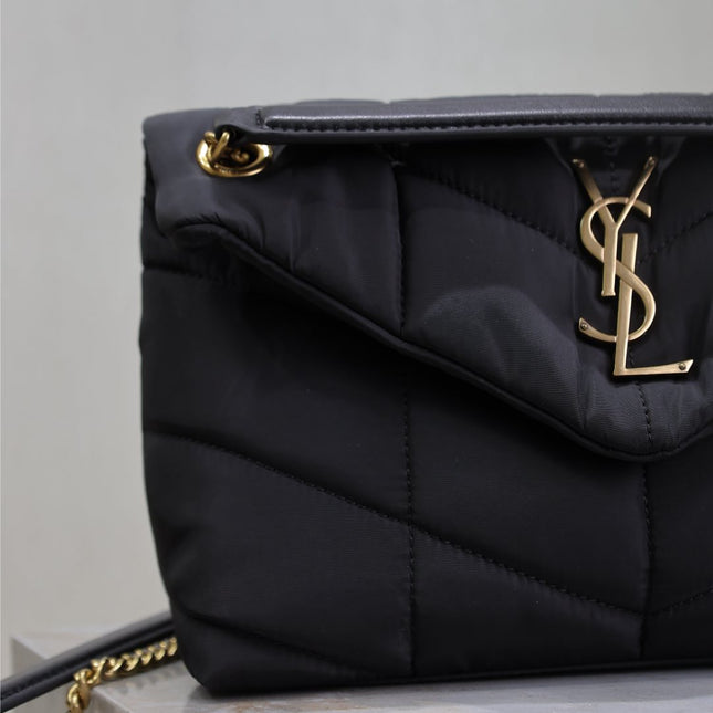 YSL 25S LOULOU PUFFER MEDIUM 29 IN BLACK NYLON