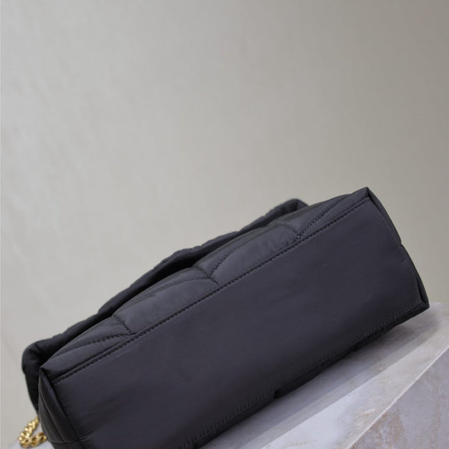 YSL 25S LOULOU PUFFER MEDIUM 29 IN BLACK NYLON