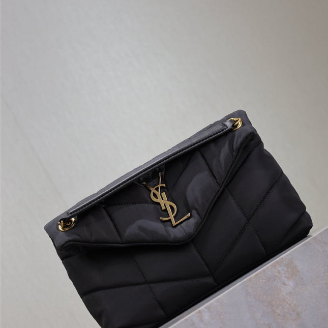 YSL 25S LOULOU PUFFER MEDIUM 29 IN BLACK NYLON