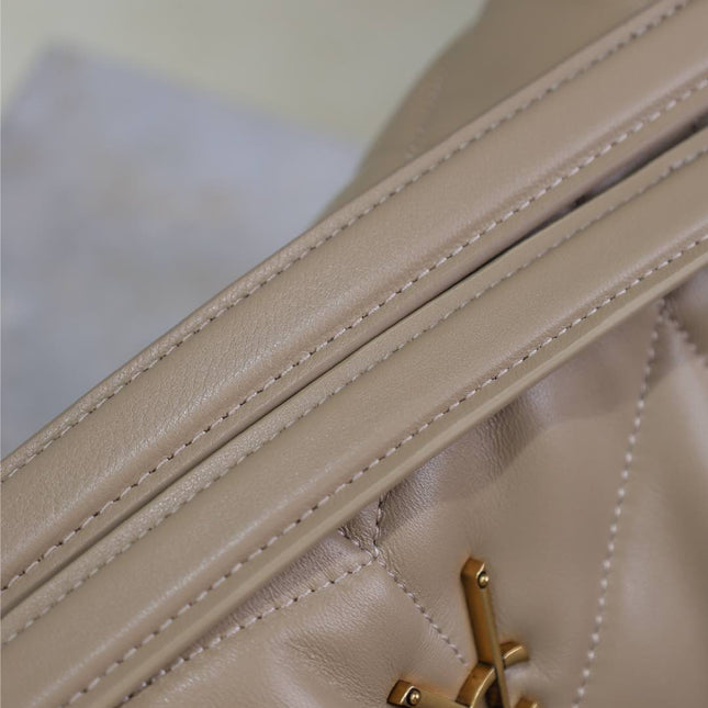 YSL 25S LOULOU PUFFER MM 29 IN BROWN CALFSKIN GOLD HARDWRE