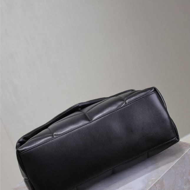 YSL 25S LOULOU PUFFER GM 35 IN BLACK CALFSKIN BLACK HARDWRE