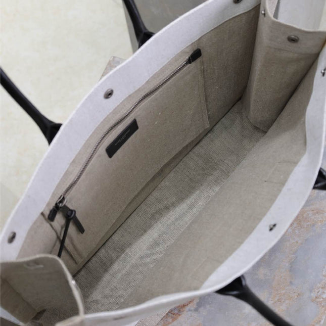 YSL 25S RIVE GAUCHE TOTE BAG 48 IN DUSTY GRAY CANVAS