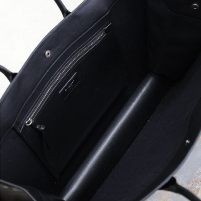 YSL 25S RIVE GAUCHE LARGE TOTE BAG 48 IN BLACK CALFSKIN