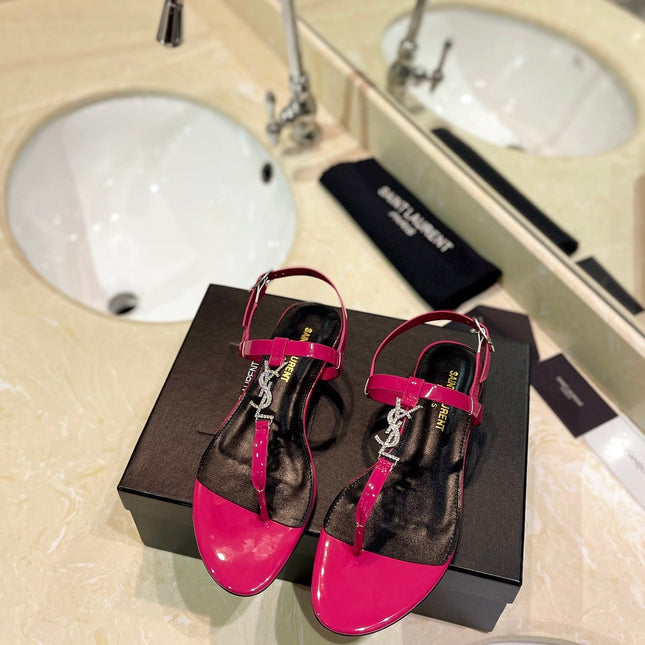 SL CASSANDRA SANDALS DEEP PINK POLISHED CALFSKIN