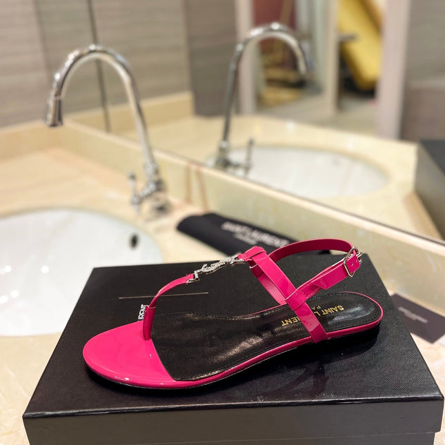 SL CASSANDRA SANDALS DEEP PINK POLISHED CALFSKIN