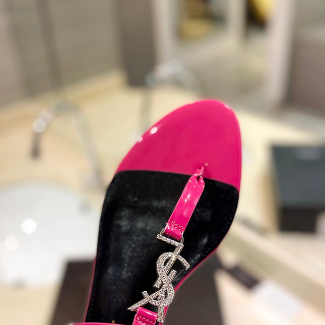 SL CASSANDRA SANDALS DEEP PINK POLISHED CALFSKIN