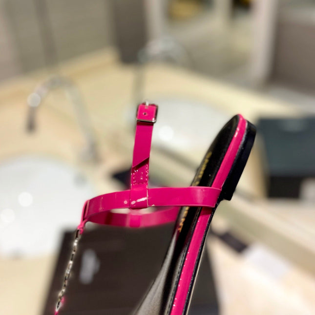 SL CASSANDRA SANDALS DEEP PINK POLISHED CALFSKIN