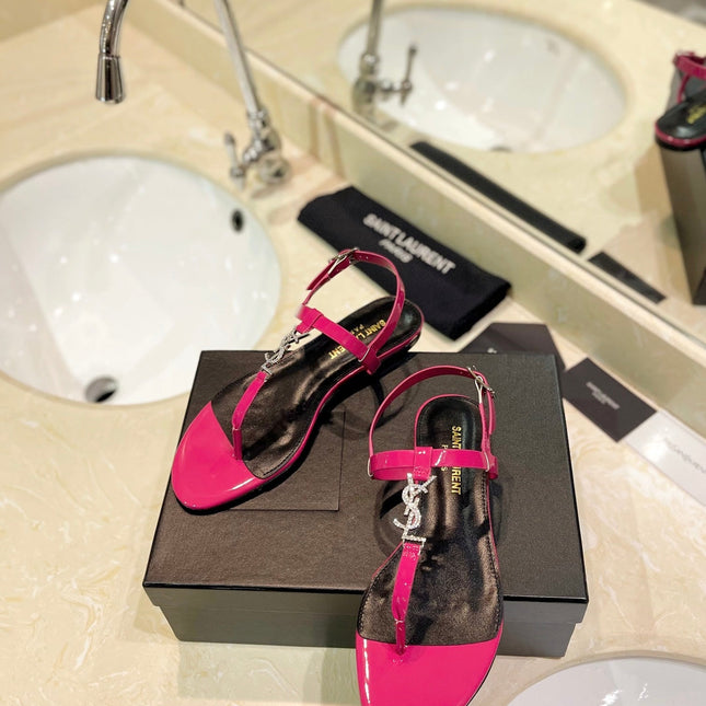 SL CASSANDRA SANDALS DEEP PINK POLISHED CALFSKIN