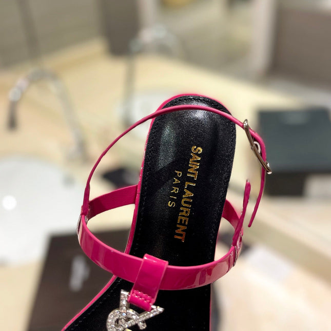 SL CASSANDRA SANDALS DEEP PINK POLISHED CALFSKIN