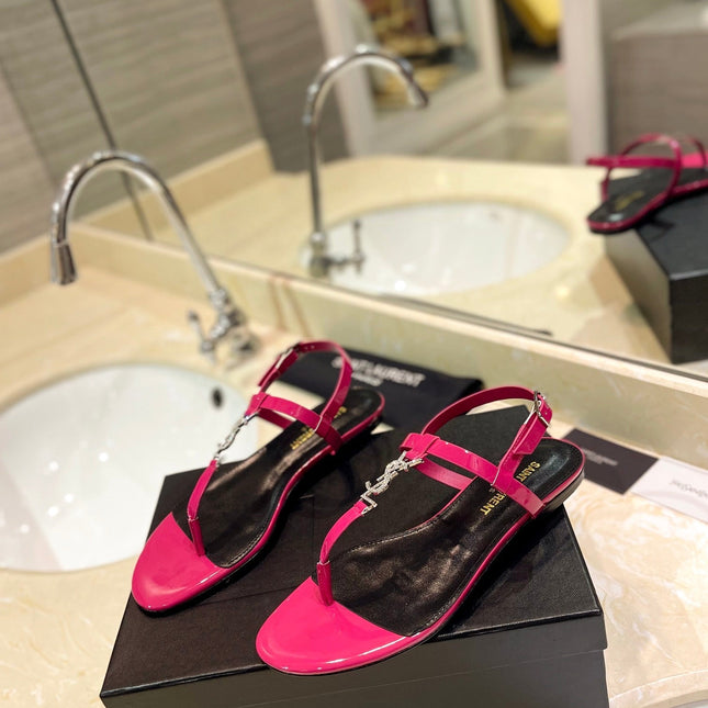 SL CASSANDRA SANDALS DEEP PINK POLISHED CALFSKIN