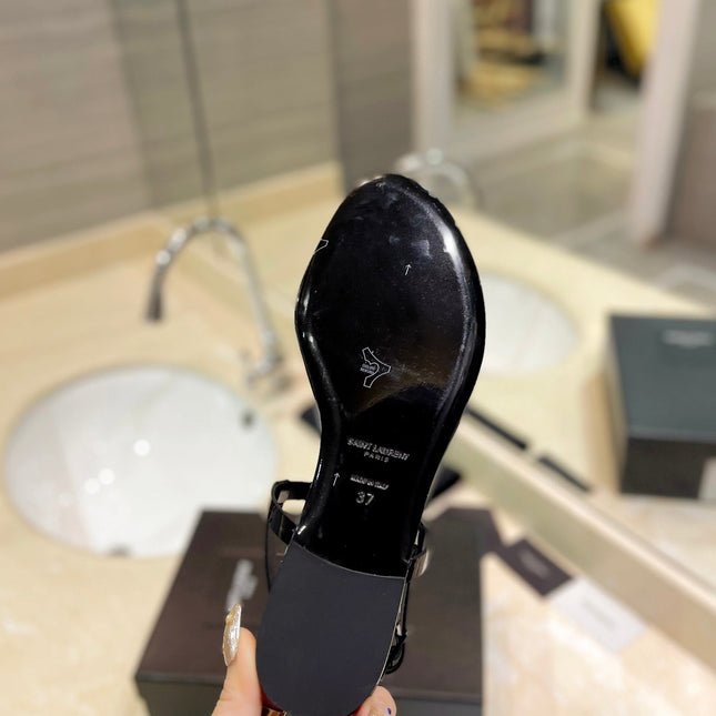 SL CASSANDRA SANDALS BLACK POLISHED CALFSKIN