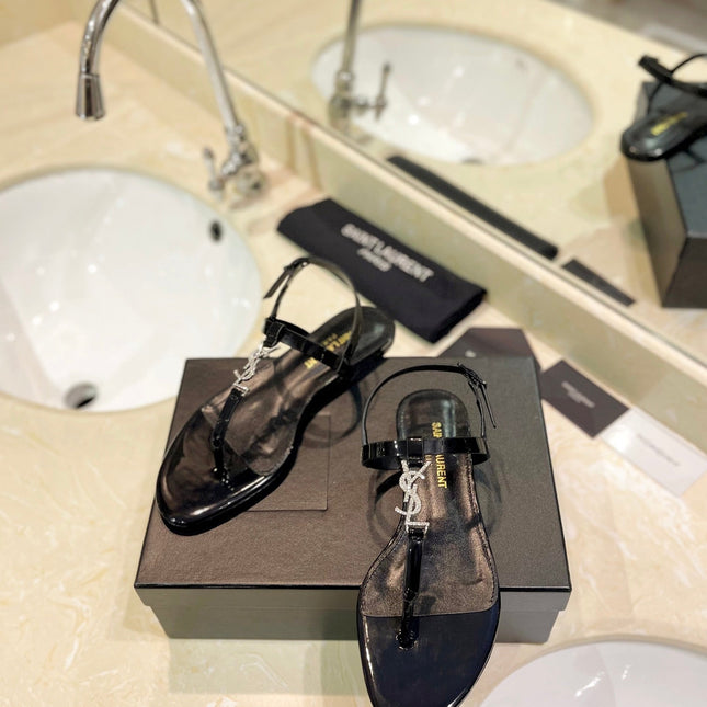 SL CASSANDRA SANDALS BLACK POLISHED CALFSKIN