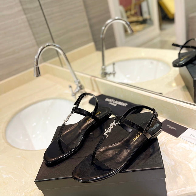 SL CASSANDRA SANDALS BLACK POLISHED CALFSKIN