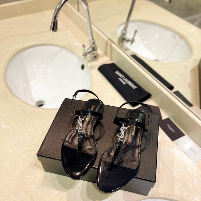 SL CASSANDRA SANDALS BLACK POLISHED CALFSKIN