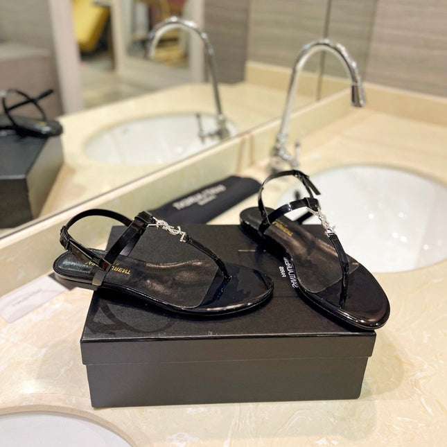 SL CASSANDRA SANDALS BLACK POLISHED CALFSKIN