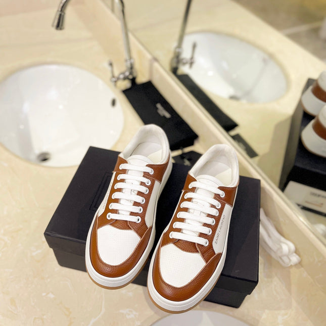 SL SL/61 SNEAKERS WHITE-BROWN CALFSKIN