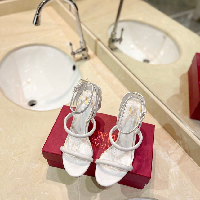 HIGH HEEL SANDAL 10 CM IN WHITE CALFSKIN