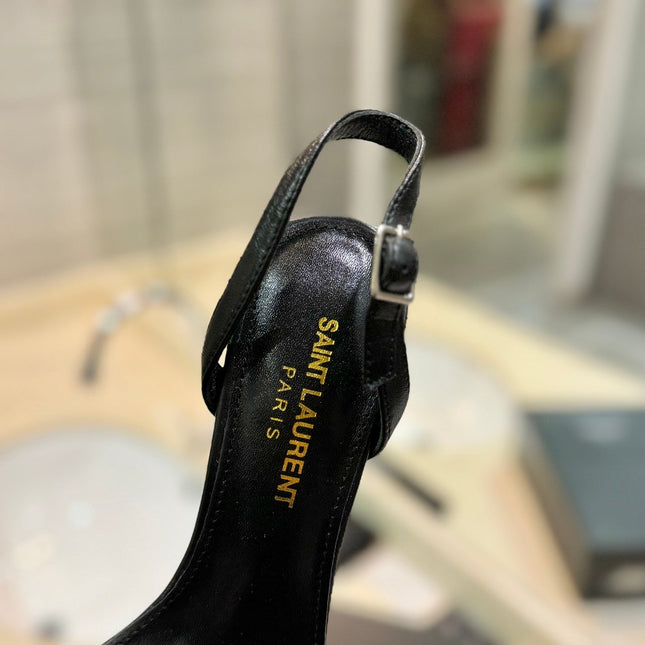 SL OPYUM SANDALS 80 BLACK AND GOLD CALFSKIN