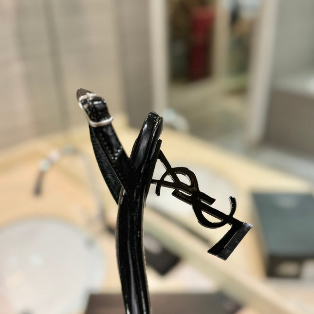 SL OPYUM SANDALS 80 BLACK CALFSKIN