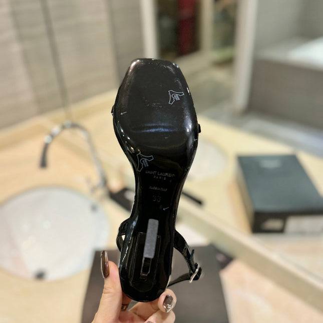 SL OPYUM SANDALS 80 BLACK CALFSKIN