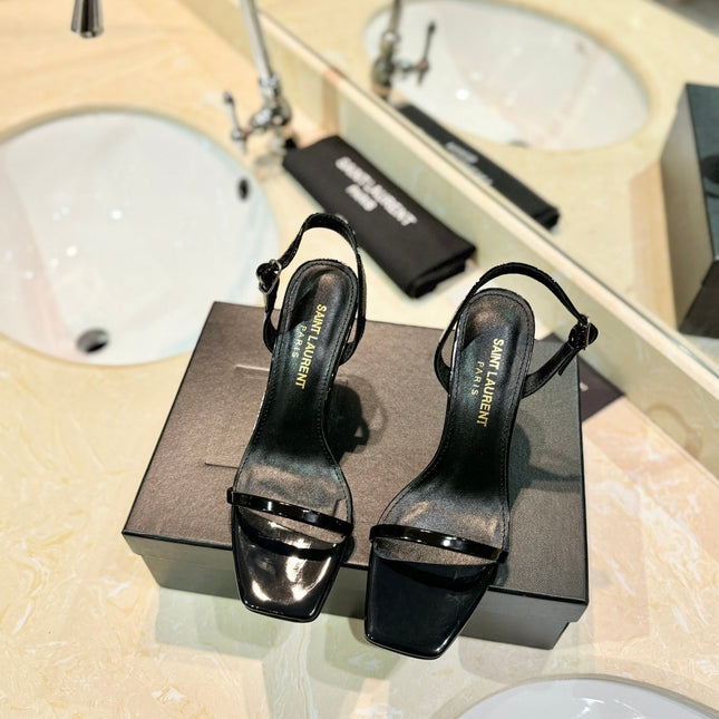 SL OPYUM SANDALS 80 BLACK CALFSKIN