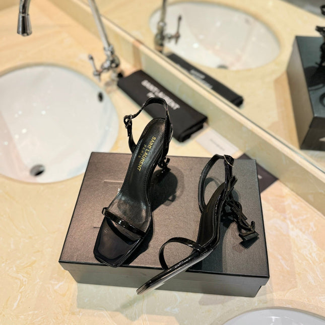 SL OPYUM SANDALS 80 BLACK CALFSKIN