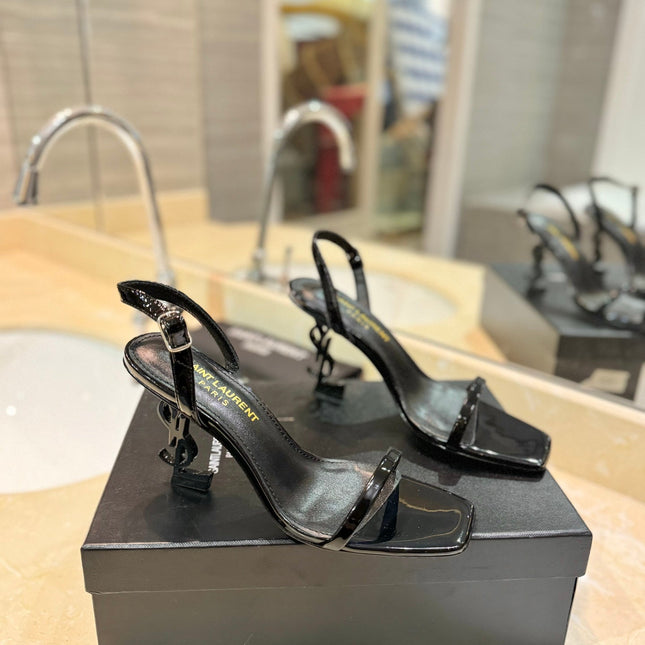 SL OPYUM SANDALS 80 BLACK CALFSKIN
