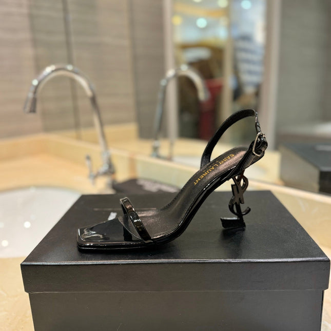 SL OPYUM SANDALS 80 BLACK CALFSKIN