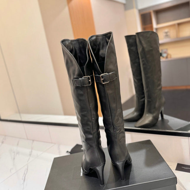 CLASSIC HIGH KNEE BOOTS IN BLACK CALFSKIN