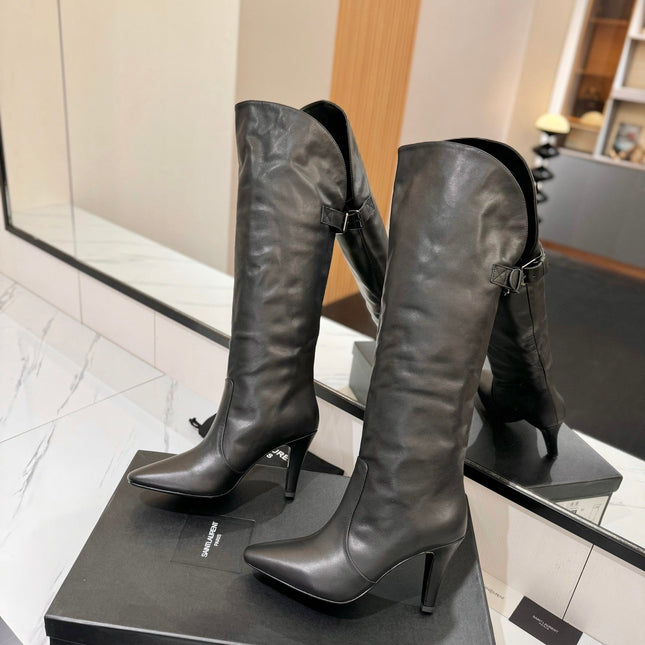 CLASSIC HIGH KNEE BOOTS IN BLACK CALFSKIN