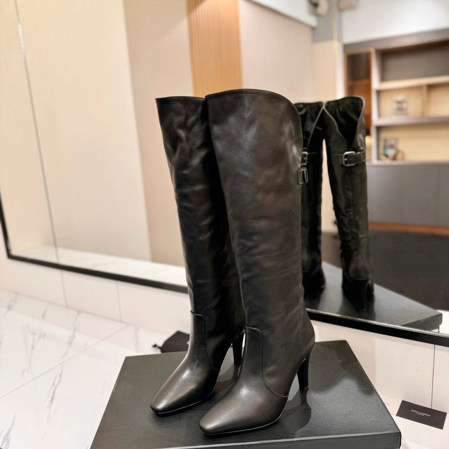 CLASSIC HIGH KNEE BOOTS IN BLACK CALFSKIN