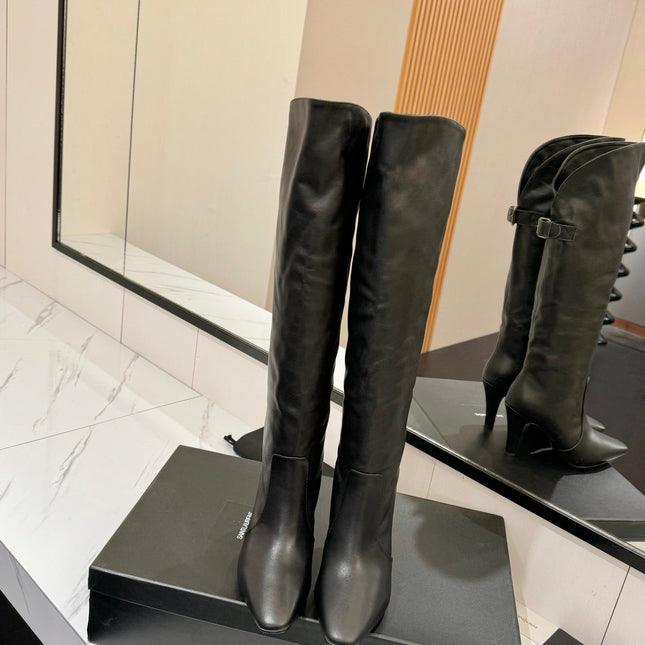 CLASSIC HIGH KNEE BOOTS IN BLACK CALFSKIN