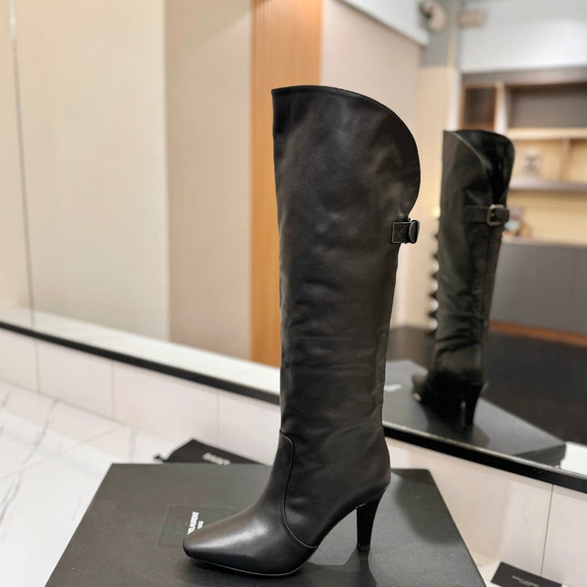 CLASSIC HIGH KNEE BOOTS IN BLACK CALFSKIN