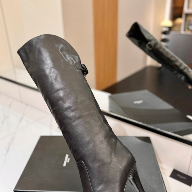 CLASSIC HIGH KNEE BOOTS IN BLACK CALFSKIN