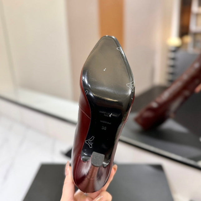 CLASSIC HIGH KNEE BOOTS IN BURGUNDY RED CALFSKIN