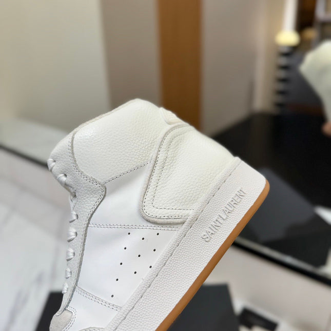 MID-TOP SNEAKERS IN WHITE PERFORATED LAMBSKIN