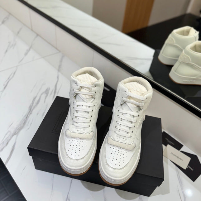 MID-TOP SNEAKERS IN WHITE PERFORATED LAMBSKIN
