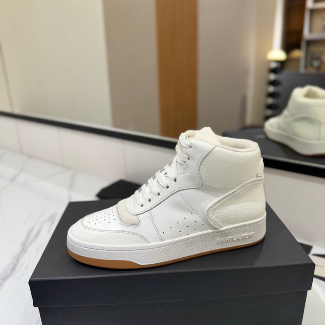 MID-TOP SNEAKERS IN WHITE PERFORATED LAMBSKIN